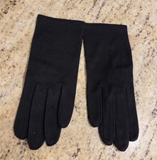 New Vintage Women's Size M 7 Black Cotton Formal 8" Short Gloves Pearly Button