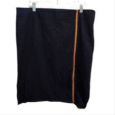 Lauren Ralph Lauren Skirt 16 Black Leather Trim Equestrian Pencil Riding Preppy