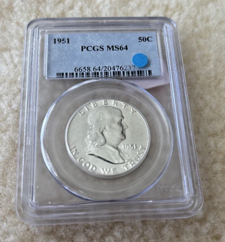 1951 FRANKLIN HALF DOLLAR PCGS MS64 - UNCIRCULATED - 50C
