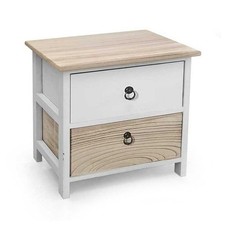 CASSETTIERA IN LEGNO CON 2 CASSETTI COLORE BIANCO E NATURALE 40 X 29 X 42 CM