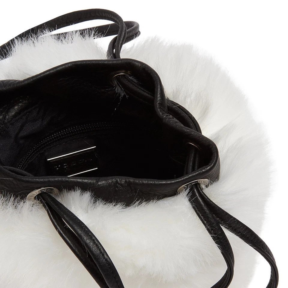 Tosca Blu White Small Faux Fur Bucket Bag - Image 4 of 4