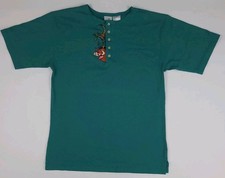 Vintage 90s Disney Lion King Pumbaa Timon Embroidered Henley T Shirt Cartoon M