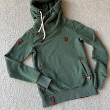 NAKETANO Brave New World Funnel Neck Hoodie Pullover Sweatshirt Green Size S