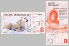 Arctic Territories 8 Polar Dollars Souvenir Note 2011 Eisbär Polymer