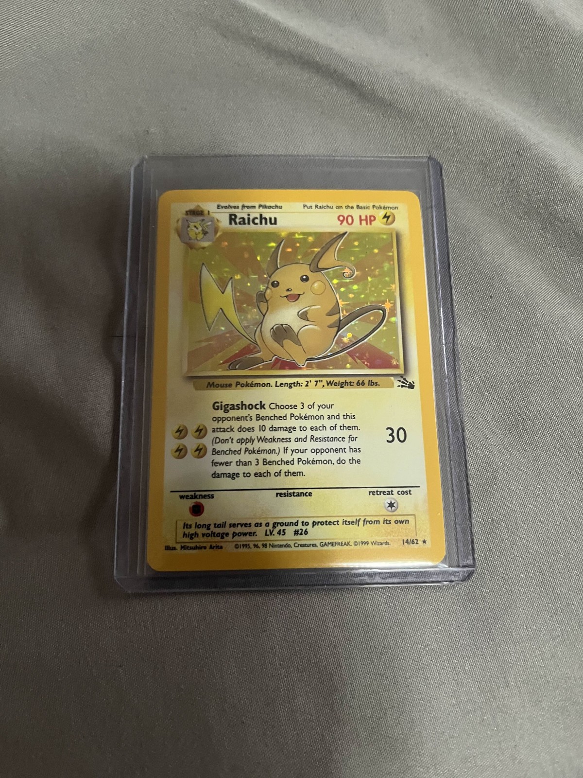 USED Nintendo Pokémon TCG Raichu Fossil Holo Card 14/62 Unlimited Holo Rare MP