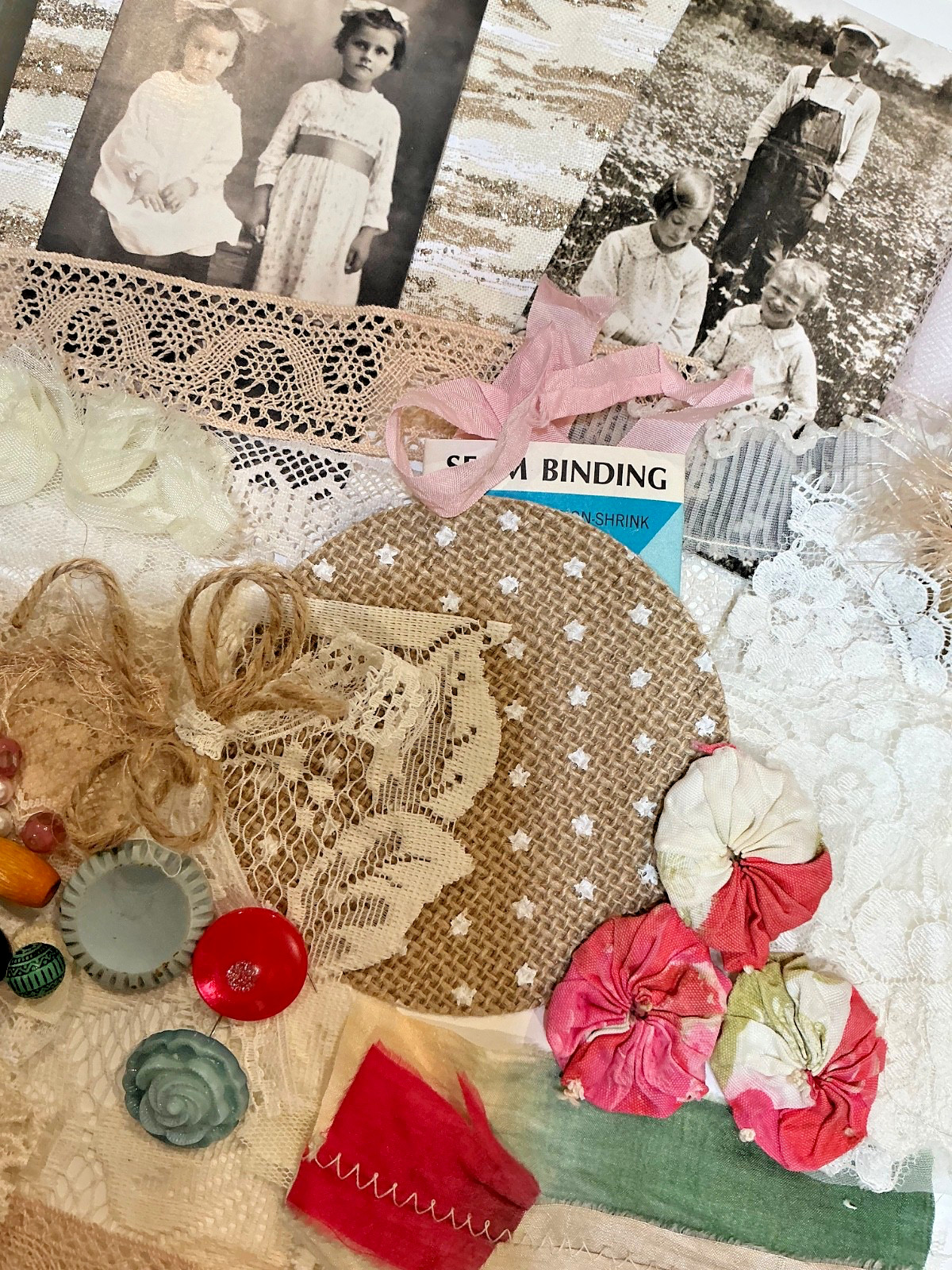 Slow Stitch Vintage Lace and Ephemera Mini Kit