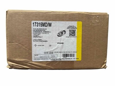 NEW 50 Pack Viking VK486 17315MD/W 3mm Glass Bulb QR Horizontal Fire Sprinklers