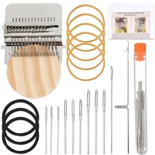 Mini Loom Machine Kit, Wooden Weaving Tool with Stainless Steel Needles, Loom...