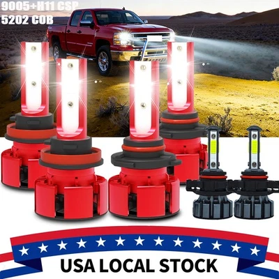 STONE BANKS 12000K LED Headlight+Fog Light Bulbs kit For Chevy Silverado 1500 2500 2007-2015
