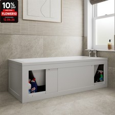 1700 Side Front Storage Bath Panel for Straight Baths Lockable Modern MDF White