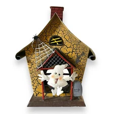 Halloween Handmade Candle Votive Haunted House Ghost Spider Metal Bird House