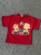 Vintage Peanuts Red Kids T-Shirt with Cartoon Print 3T