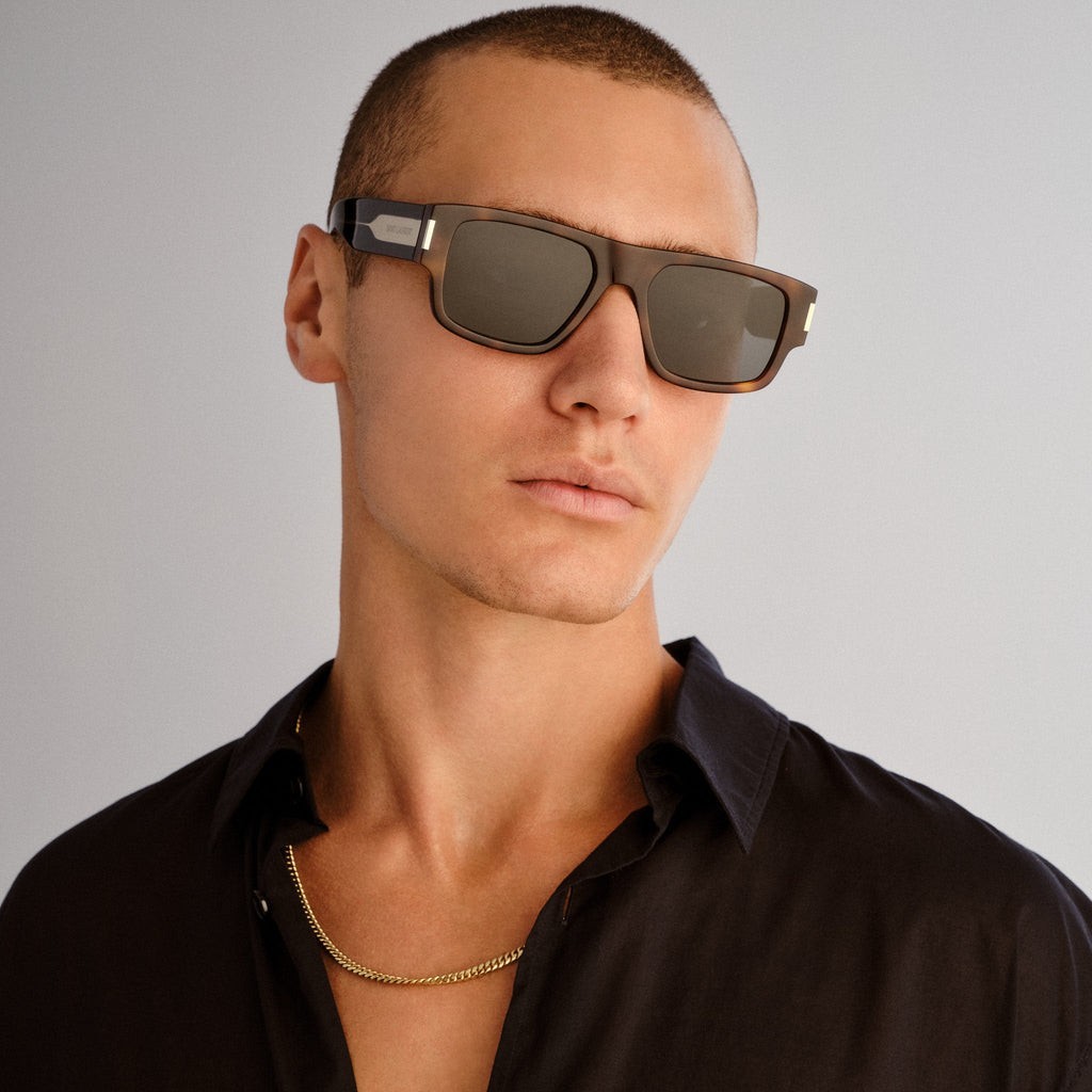 Occhiali da sole Saint Laurent SL 659 Havana uomo donna rettangolari