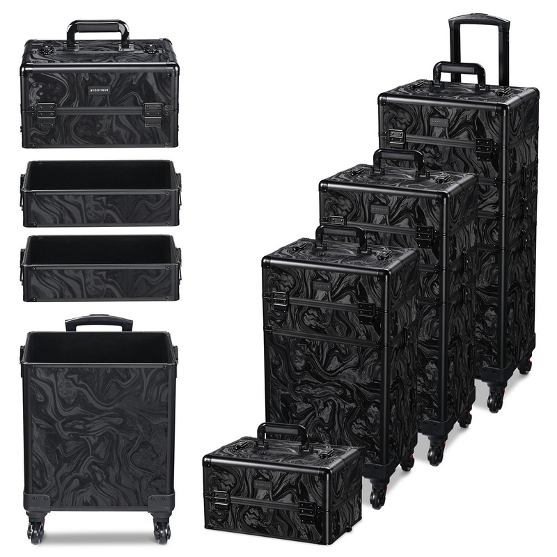 Byootique 3-Piece Makeup Train Cases Cosmetic Organizer Kit Artist CB Shadows