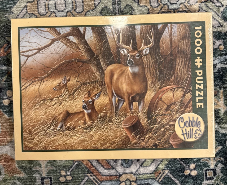 Sealed Cobble Hill “Rustic Retreat” Deer Buck Forest 1000 Piece Jigsaw Puzzle - Image 2 of 4