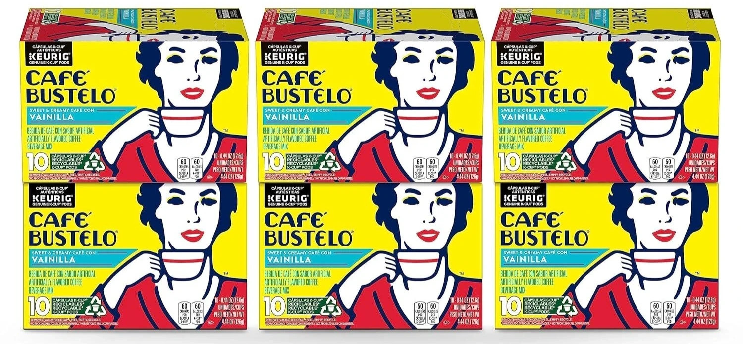 Caf&eacute; con  Vanilla Cafe Bustelo Coffee 60 Keurig K cup Last years stock