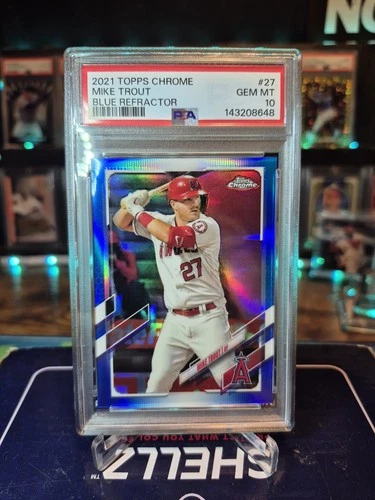 Mike Trout 2021 Topps Chrome True Blue Refractor /150 PSA 10