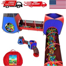 Deluxe 4pc Red  Blue Pop Up Play Tent and Tunnel Set for Indoor  Outdoor Fun