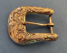 Vintage Signed Elk Creek 925 Sterling Silver Hand Engraved Ranger Belt Buckle