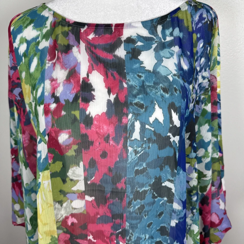 Chico's Allusice Floral Poncho Polyester Cape Sheer Lightweight Size S/M NWT - Image 2 of 4