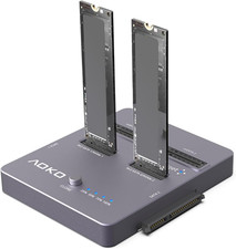 M.2 Nvme SSD Cloner, Dual-Bay 4-In-1 Hard Drive Duplicator/Reader, Supports M...