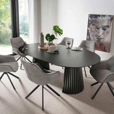 Esszimmer Set San Carlo mouse grey & Tisch Andria oval Black Oak FSC® Sitzgruppe