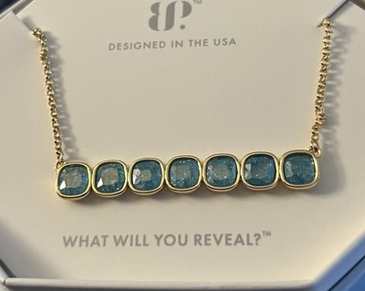 Bomb Party Necklace Lab Created Aqua Blue Ice Crystal Gold Plating 