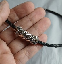 John Hardy JAI 925 Sterling Silver 14K Slide Pendant Black Leather 18" Necklace!