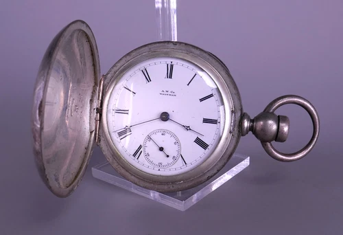 Antique A W Co Waltham Coin Silver Pocket Watch Railroad Estate Find