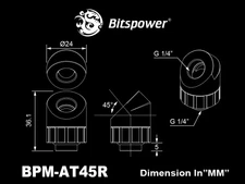 Bitspower Artemis Rotary 45-Degree Extender, Sandblast Silver