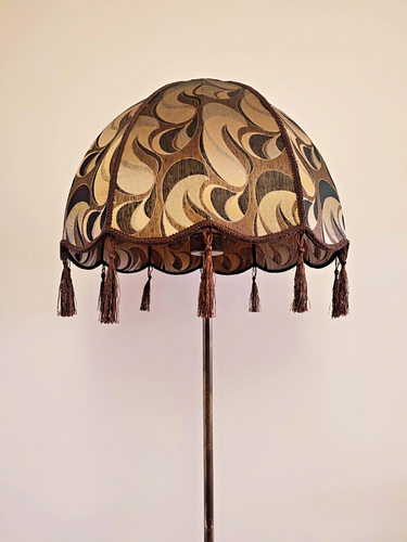 Floor lamp, vintage bronze-colored floor lamp, fabric shade, Victorian style - Picture 7 of 10
