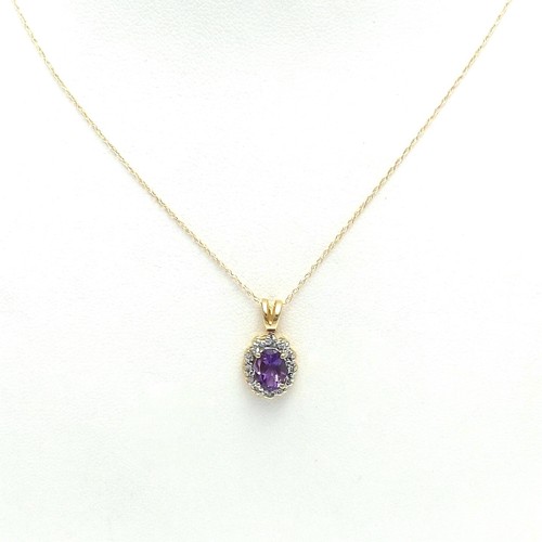 New 14K Gold Amethyst Diamond Halo 