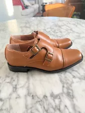 New Perry Ellis Portfolio Men's Brown Monk Style Dress Shoe Size 4