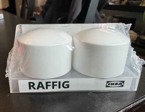 1 Paar IKEA Raffig Finials 502.171.82 Gardinenstange Schraubendkappen (WEISS)