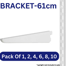 Super Heavy Duty 61cm/610mm White Twin Slot Shelving Bracket Pack OF (1TO 10)