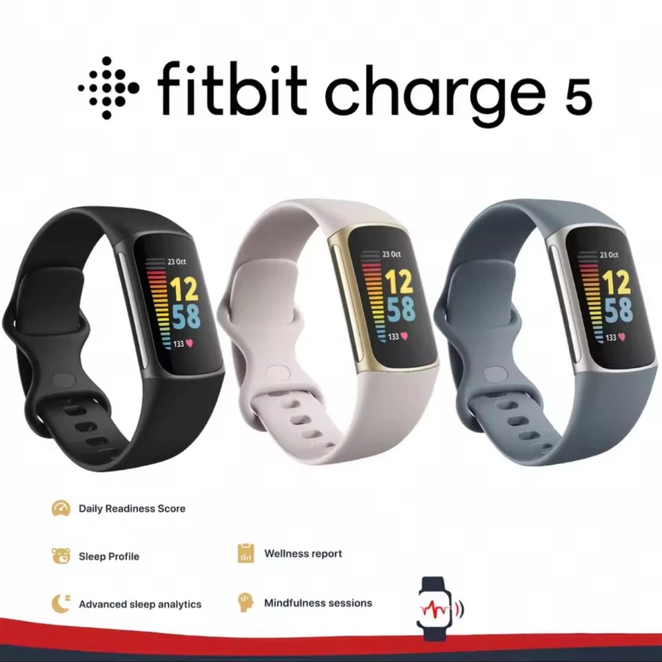 Fitbit Charge 5 Montre Connectée Santé GPS Cardio Sommeil Stress Noir - Photo 2/4