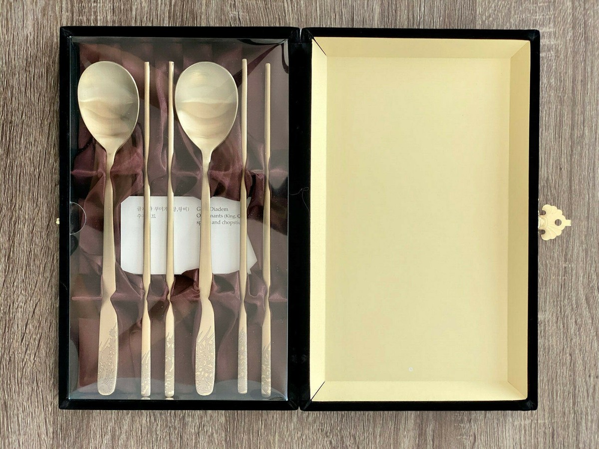 Korea Gold Diadem Ornaments Spoon & Chopsticks Set Rare