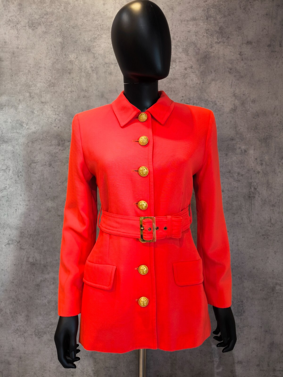 Giacca Yves Saint Laurent vintage variante arancione rosso lana testurizzata taglia US 6