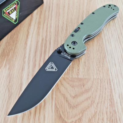 Ontario Assisted RAT IA Folding Knife 3.5'' AUS-8 Steel Blade Green G10 Handle