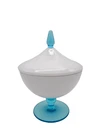 ITALIAN ART GLASS MURANO OPALINE CANDY VANITY BOX TRINKET VINTAGE 1950s