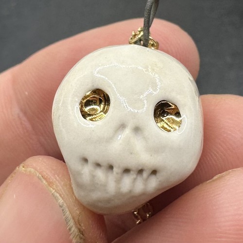 Gothic Halloweeen Skull Necklace (1) White Stone Goth Macabre Costume Cosplay - Picture 2 of 5