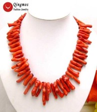 8 40mm Branch Natural Red Coral Necklace for Women Jewelry Long Necklace 18"
