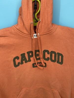 Cape Cod Sweater Medium Orange Hoodie Sweatshirt Spellout Pullover Nantucket