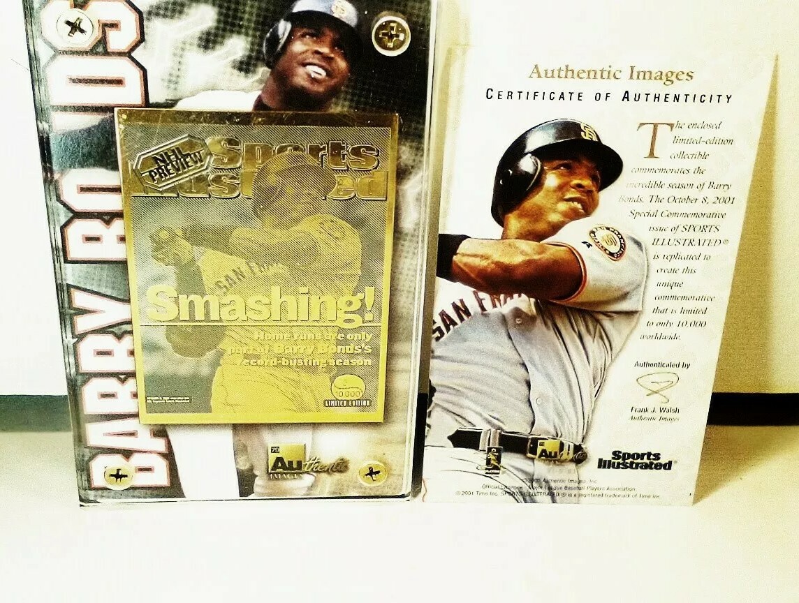 Authentic Images- MLB -BARRY BONDS 24K Gold Metal SPORTS ILLUSTRATED CARD #  5