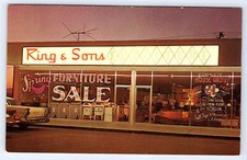Advertising Plexiglas Sign Ring & Sons Furniture Postcard B662