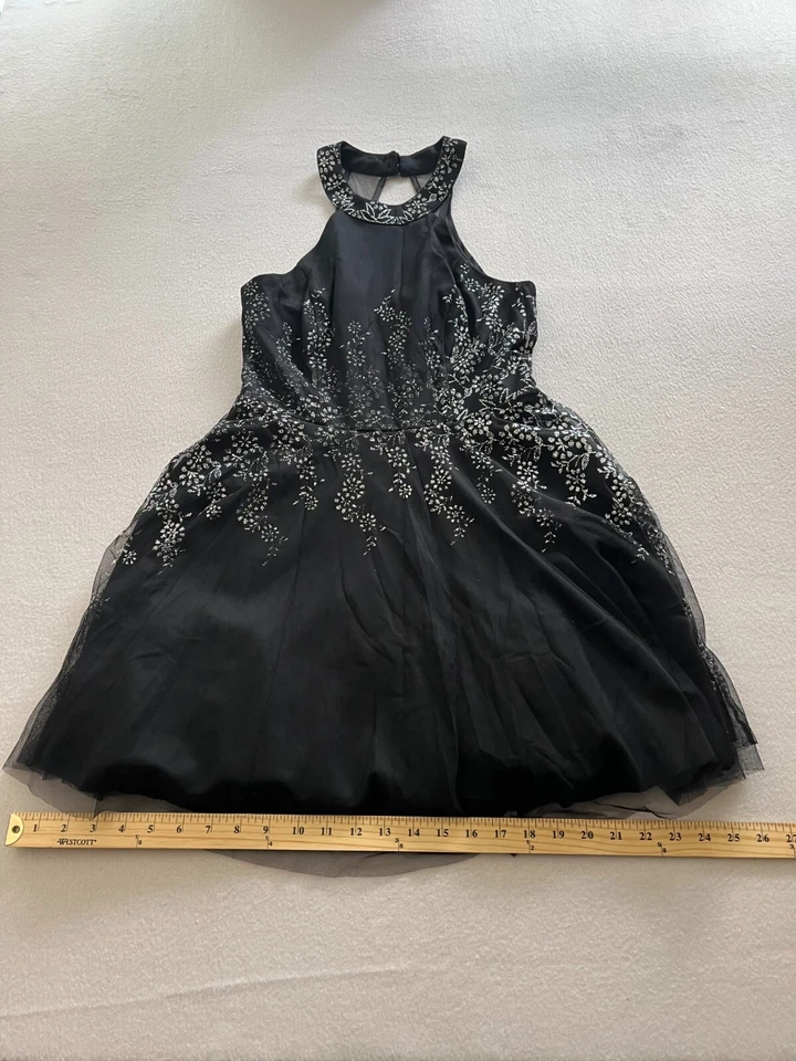 Vestido de baile Teeze Me feminino tamanho 7 preto sem mangas forrado com lantejoulas - Imagem 4 de 4