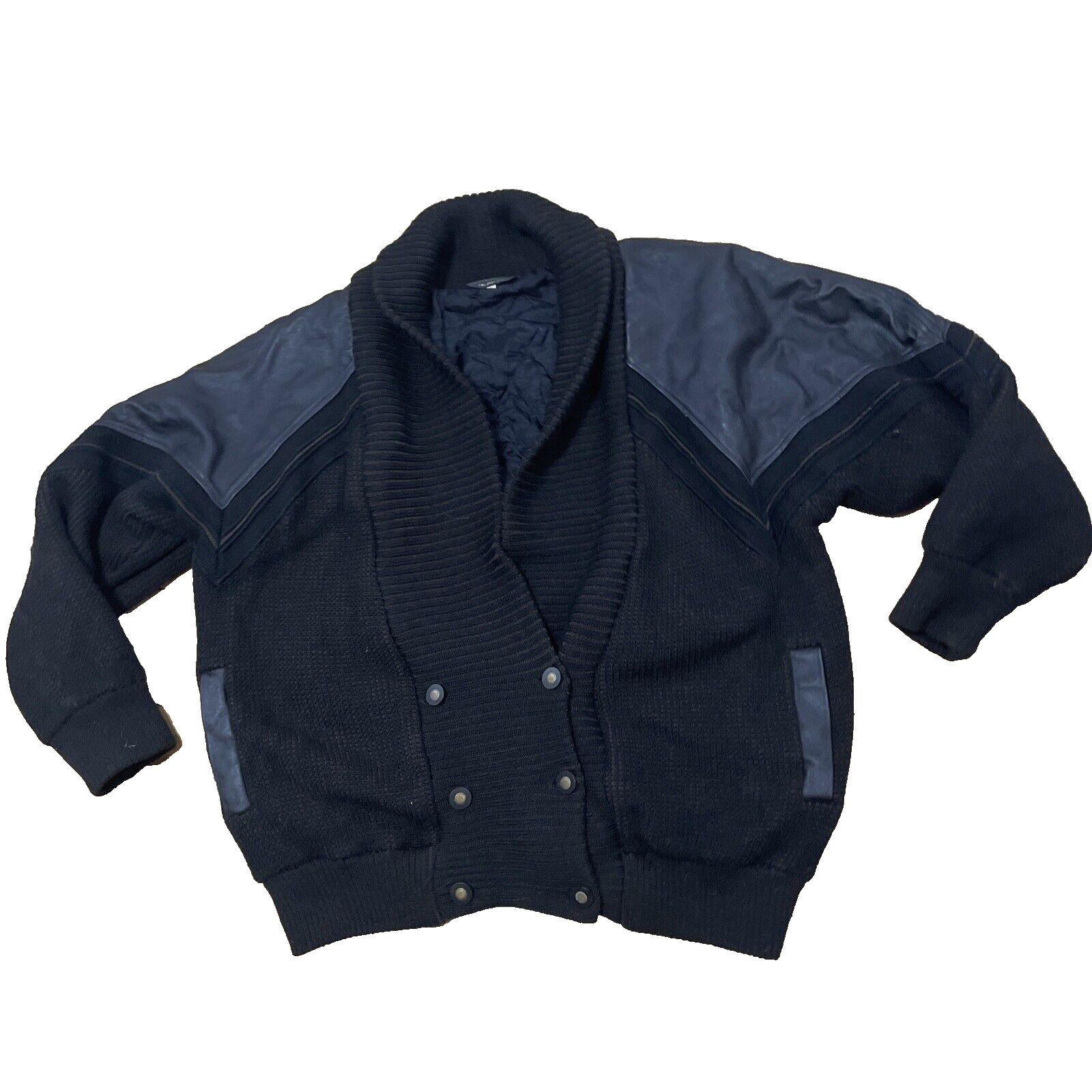 BARCELINO Leather Patchwork Cardigan Jacket Men 5… - image 1