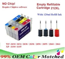 212 212XL Refillable Ink Cartridge No Chip for WF-2830 WF-2850 XP-4100 XP-4105