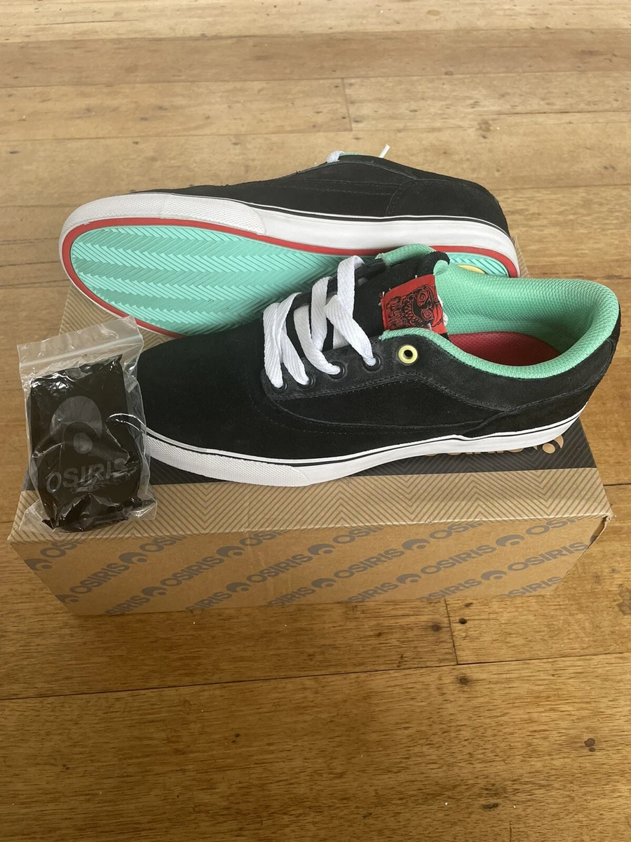 Osiris Caswell Punk Skater Shoes Black White Green Teal BRAND NEW