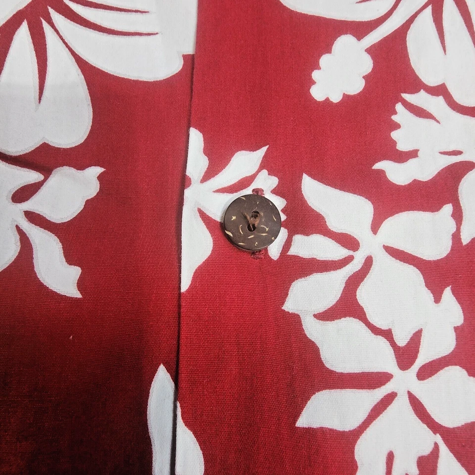 Camisa Go Barefoot Manga Corta Hawaiana Estampado Floral Roja Blanca Para Hombre Talla XL Foto 3 de 4